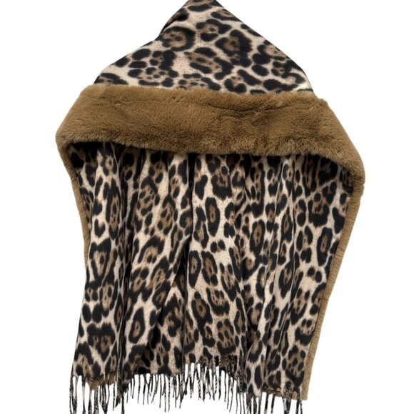 Faux Fur Leopard Wrap Womens Evening Scarf Shawl by Katier NWT 26x64 - Picture 3 of 12